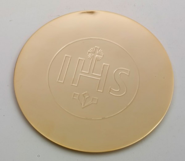 Patene m. IHS vergoldet D 16 cm