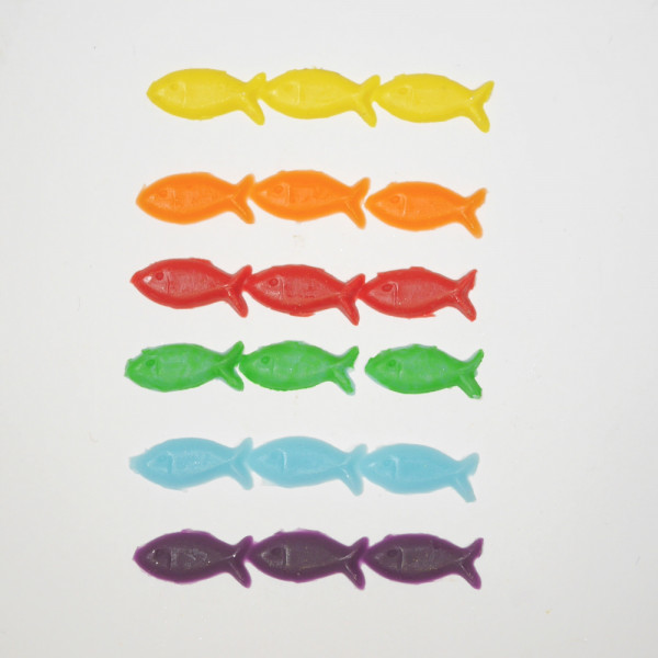 Wachsmotiv – Fische in Regenbogenfarben – 18 Stück