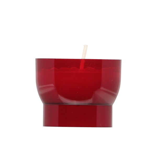 Opferlicht geh. Pflanzenöl Kunststoffhülle rot , 38x44 mm (ca. 2,5 h)
