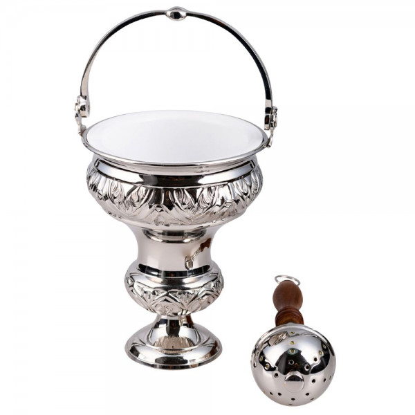 Weihwasserkessel mit Aspergill - H 30 cm - Variante 2