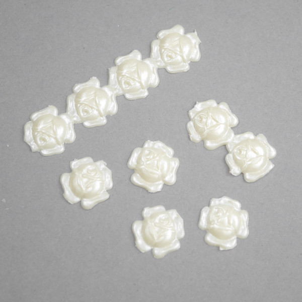 Wachsmotiv – Rose – Elfenbein Perlmutt – 1,5 cm – 10 Stück