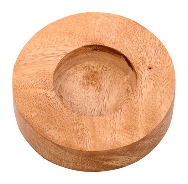 Teelichthalter Holz hell D 8 cm
